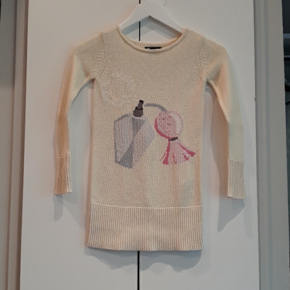 GAP Cream Knit Dress with Pink and Gray Design